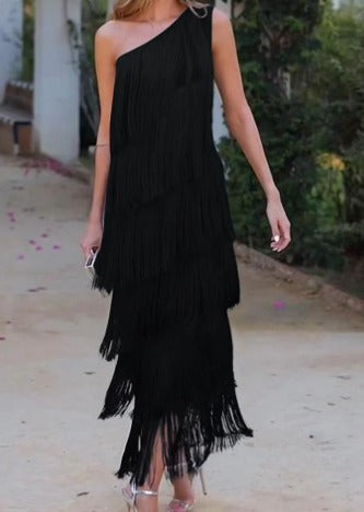 Valentina | Vestido de flecos asimétrico