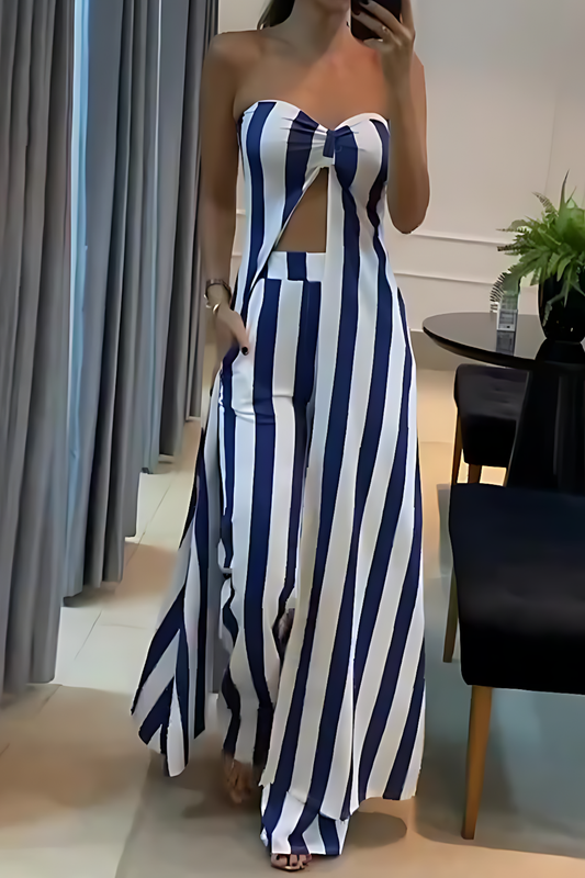 Camila | Conjunto de Falda a Rayas sin Tirantes